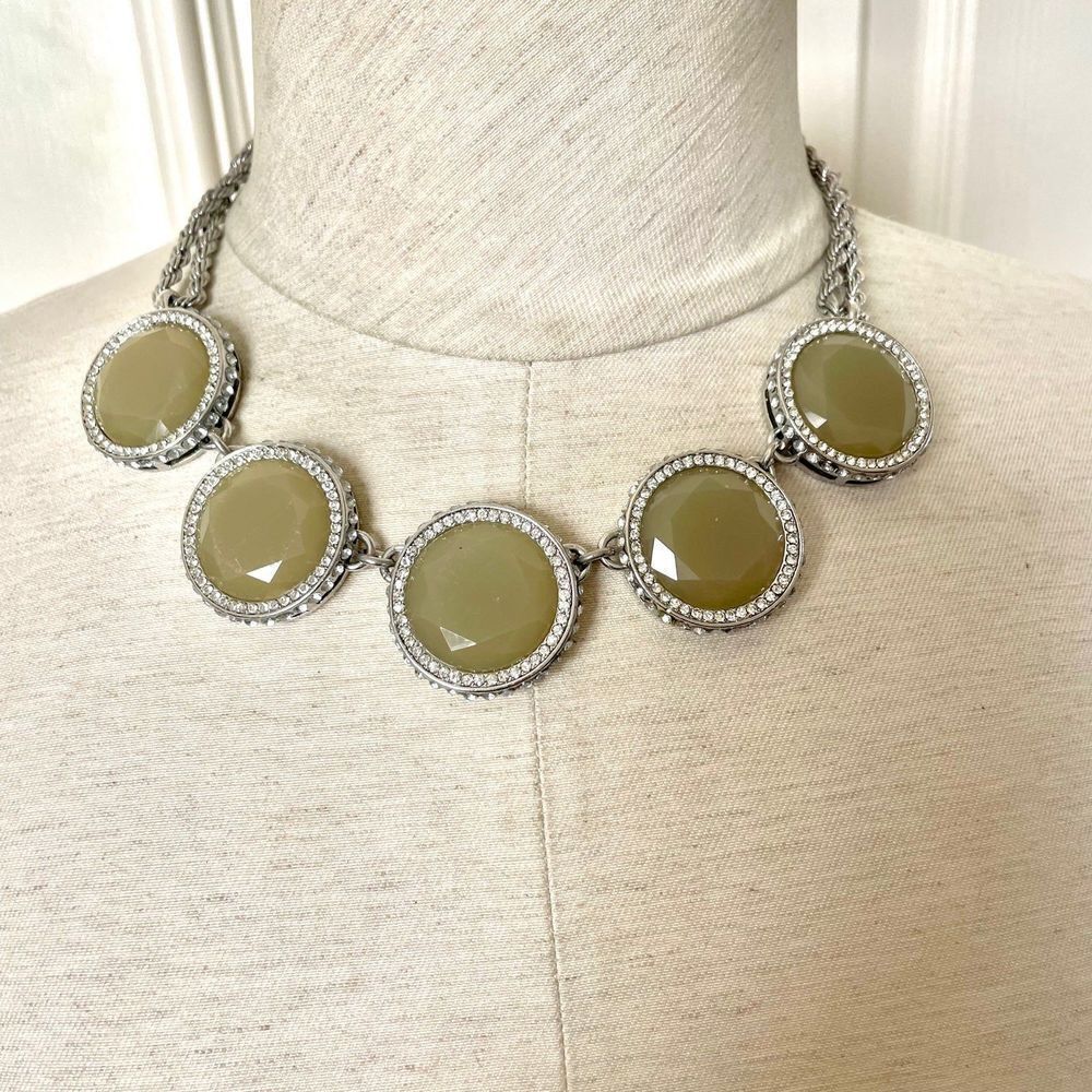 Banana Republic rhinestone silver tone statement necklace